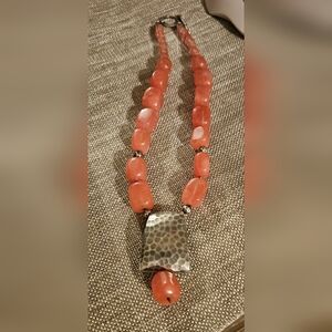 Silpada Coral And .925 Sterling Silver Necklace